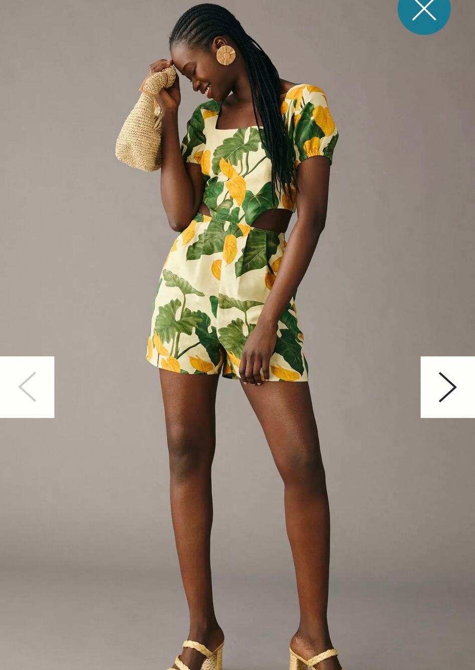 FARM RIO ANTHROPOLOGIE TROPICAL FLORAL CUTOUT ROMPER XS.